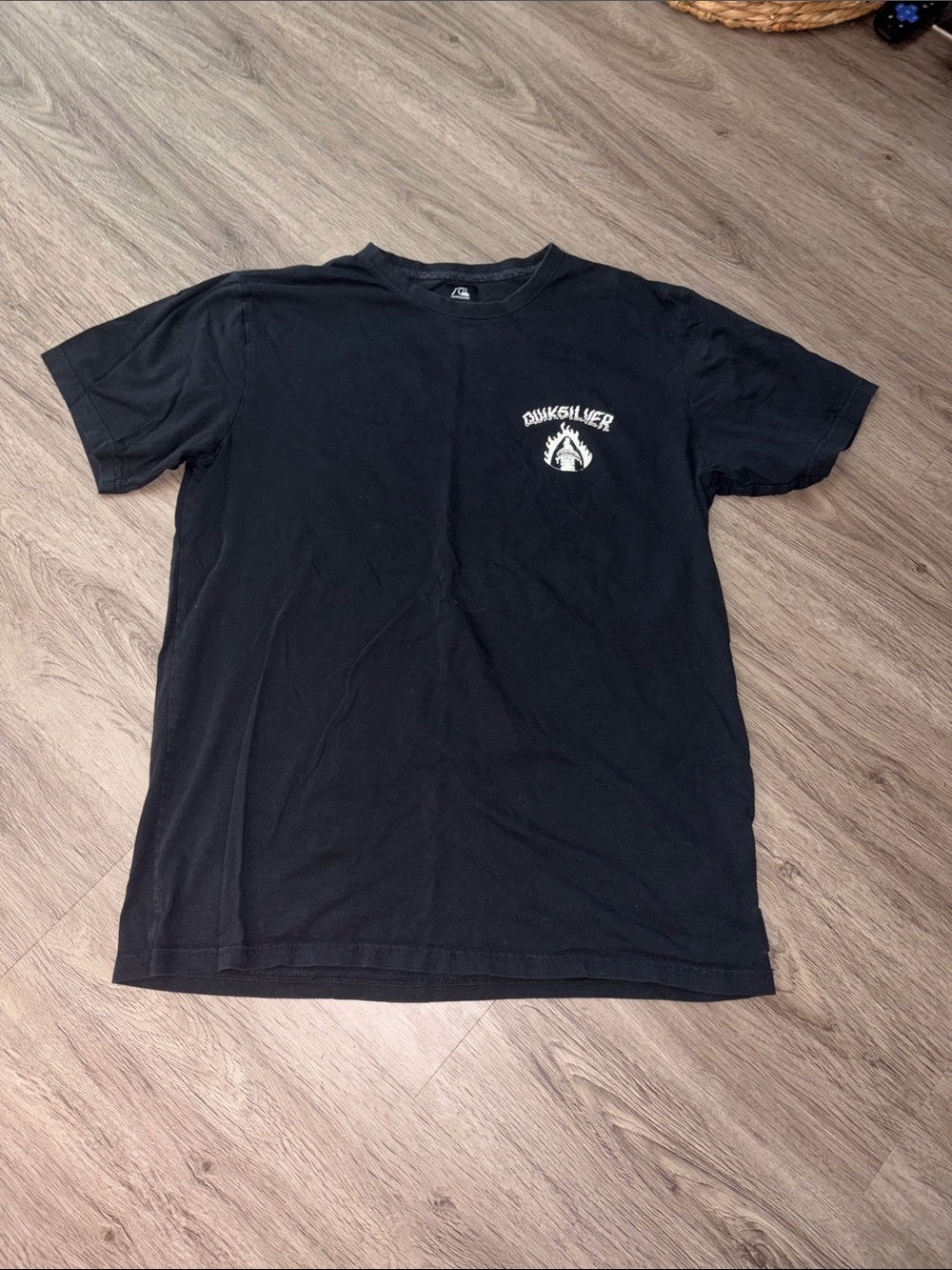 Quiksilver Black Short-Sleeve Tee with White Chest Logo